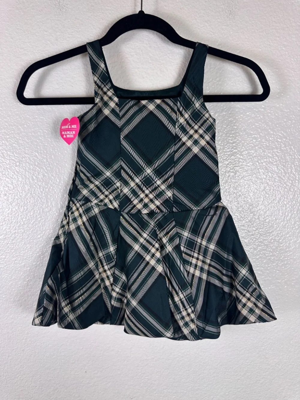 Children's Place Girl Green Plaid Bow-Accent Sleeveless Dress. Sz Girl 4. - Picture 2 of 7